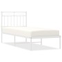 Estructura de cama de metal con cabecero blanco 80x200 cm de , Camas y somieres - Ref: Foro24-373731, Precio: 62,51 €, Descue...