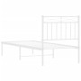 Estructura de cama de metal con cabecero blanco 80x200 cm de , Camas y somieres - Ref: Foro24-373731, Precio: 62,51 €, Descue...