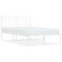 Metal bed frame with white headboard 120x200 cm by , Beds and slatted bases - Ref: Foro24-373738, Price: 93,01 €, Discount: %