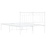 Metal bed frame with white headboard 120x200 cm by , Beds and slatted bases - Ref: Foro24-373738, Price: 93,01 €, Discount: %