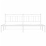 Estructura de cama de metal con cabecero blanco 193x203 cm de , Camas y somieres - Ref: Foro24-373746, Precio: 105,35 €, Desc...