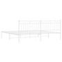 Estructura de cama de metal con cabecero blanco 193x203 cm de , Camas y somieres - Ref: Foro24-373746, Precio: 105,35 €, Desc...