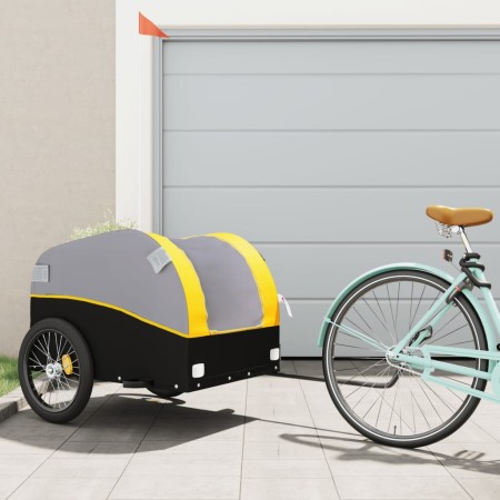 Black and yellow iron bicycle trailer 45 kg by , Bicycle trailers - Ref: Foro24-94134, Price: 83,11 €, Discount: %