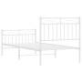 Metal bed frame with headboard and footboard white 90x190 cm by , Beds and slatted bases - Ref: Foro24-373750, Price: 69,65 €...