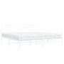 Metal bed frame with headboard and white footboard 200x200 cm by , Beds and slatted bases - Ref: Foro24-373765, Price: 122,20...