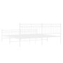 Metal bed frame with headboard and white footboard 200x200 cm by , Beds and slatted bases - Ref: Foro24-373765, Price: 122,20...