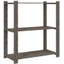 3-tier solid gray pine wood shelf 80x38x90 cm by , Industrial shelving - Ref: Foro24-373386, Price: 39,99 €, Discount: %