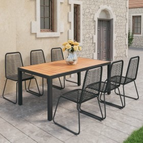 7-Piece Black and Brown PVC Rattan Garden Dining Set by , Garden sets - Ref: Foro24-3060128, Price: 606,99 €, Discount: %