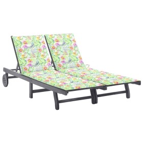 Garden lounger for 2 people and solid acacia wood cushions by , Loungers - Ref: Foro24-3061401, Price: 356,32 €, Discount: %