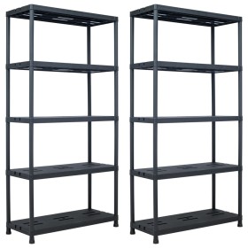 Plastic shelving 2 units 260 kg 90x40x180 cm black by , Industrial shelving - Ref: Foro24-276263, Price: 264,99 €, Discount: %