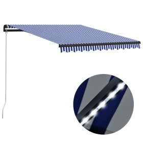 Manual retractable awning with blue and white LED 350x250 cm by , Awnings - Ref: Foro24-3055224, Price: 407,99 €, Discount: %