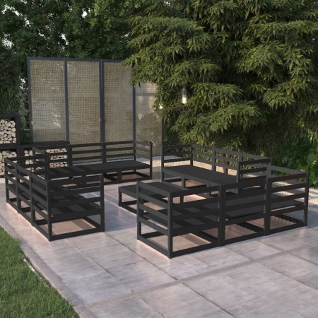 Garden furniture set 13 pieces and black pine wood cushions by , Garden sets - Ref: Foro24-3075298, Price: 790,99 €, Discount: %