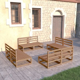 Garden furniture 8 pieces honey brown wood pine wood by , Garden sets - Ref: Foro24-3075272, Price: 549,99 €, Discount: %