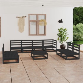 Juego de muebles de jardín 9 piezas negro madera madera pino de , Conjuntos de jardín - Ref: Foro24-3075438, Precio: 606,99 €...