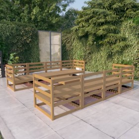 Garden furniture 9 pieces honey brown solid pine wood by , Garden sets - Ref: Foro24-3075377, Price: 593,99 €, Discount: %