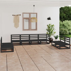 Garden furniture set 8 pieces black solid pine wood by , Garden sets - Ref: Foro24-3075433, Price: 557,99 €, Discount: %