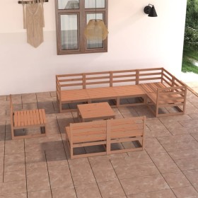 Garden furniture 9 pieces honey brown solid pine wood by , Garden sets - Ref: Foro24-3075632, Price: 596,99 €, Discount: %