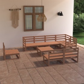 Garden furniture 9 pieces honey brown solid pine wood by , Garden sets - Ref: Foro24-3075672, Price: 606,20 €, Discount: %