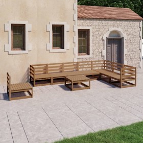 Garden furniture 9 pieces honey brown solid pine wood by , Garden sets - Ref: Foro24-3075782, Price: 596,99 €, Discount: %