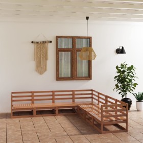 Garden furniture 7 pieces honey brown solid pine wood by , Garden sets - Ref: Foro24-3075827, Price: 453,99 €, Discount: %