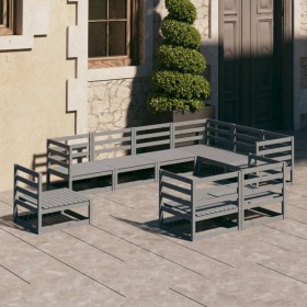 Garden furniture 9 pieces gray solid pine wood by , Garden sets - Ref: Foro24-3075806, Price: 602,99 €, Discount: %