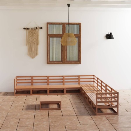 Garden furniture 10 pieces and cushions honey brown pine wood by , Garden sets - Ref: Foro24-3075852, Price: 678,69 €, Discou...