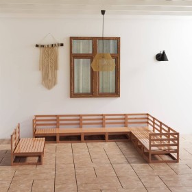 Garden furniture 10 pieces and cushions honey brown pine wood by , Garden sets - Ref: Foro24-3075867, Price: 683,63 €, Discou...