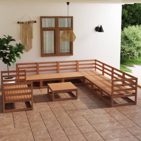 Garden furniture 10 pieces honey brown solid pine wood by , Garden sets - Ref: Foro24-3075922, Price: 701,70 €, Discount: %