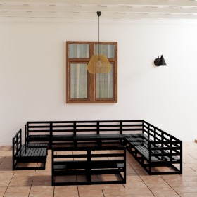 Garden furniture set 13 pieces solid black pine wood by , Garden sets - Ref: Foro24-3075908, Price: 923,69 €, Discount: %