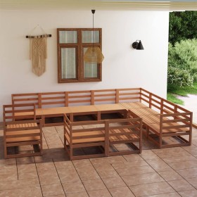 Garden furniture 12 pieces honey brown solid pine wood by , Garden sets - Ref: Foro24-3075957, Price: 814,04 €, Discount: %