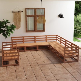 Garden furniture 9 pieces honey brown solid pine wood by , Garden sets - Ref: Foro24-3075917, Price: 566,56 €, Discount: %