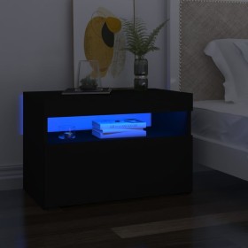 Bedside tables LED lights 2 pcs black plywood 60x35x40cm by , Nightstands - Ref: Foro24-3082777, Price: 78,89 €, Discount: %