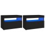 Bedside tables LED lights 2 pcs black plywood 60x35x40cm by , Nightstands - Ref: Foro24-3082777, Price: 78,98 €, Discount: %