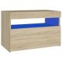 Sonoma plywood bedside table with LED lights 60x35x40 cm by , Nightstands - Ref: Foro24-3082780, Price: 51,99 €, Discount: %