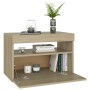 Sonoma plywood bedside table with LED lights 60x35x40 cm by , Nightstands - Ref: Foro24-3082780, Price: 52,27 €, Discount: %