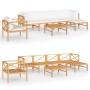 Garden furniture set 7 pieces teak wood and cream cushions by , Garden sets - Ref: Foro24-3087204, Price: 744,51 €, Discount: %