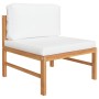 Garden furniture set 7 pieces teak wood and cream cushions by , Garden sets - Ref: Foro24-3087204, Price: 744,51 €, Discount: %