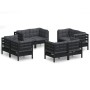 Garden furniture 8 pieces with anthracite pine wood cushions by , Garden sets - Ref: Foro24-3096062, Price: 747,67 €, Discoun...