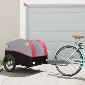 Black and red iron bicycle trailer 45 kg by , Bicycle trailers - Ref: Foro24-94132, Price: 71,54 €, Discount: %