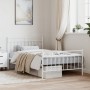 Metal bed frame with headboard and footboard white 107x203 cm by , Beds and slatted bases - Ref: Foro24-373754, Price: 75,66 ...