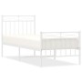 Metal bed frame with headboard and footboard white 80x200 cm by , Beds and slatted bases - Ref: Foro24-373749, Price: 66,86 €...