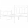 Metal bed frame with headboard and footboard white 80x200 cm by , Beds and slatted bases - Ref: Foro24-373749, Price: 66,86 €...