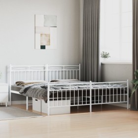 Metal bed frame with headboard and footboard white 183x213 cm by , Beds and slatted bases - Ref: Foro24-373763, Price: 119,49...