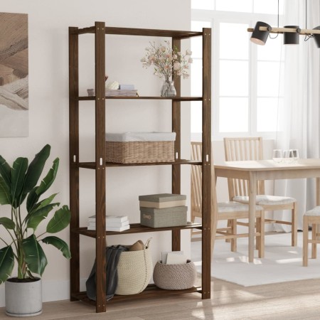 5-tier solid brown pine wood shelf 80x38x170 cm by , Industrial shelving - Ref: Foro24-373396, Price: 55,99 €, Discount: %