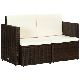 2-seater garden sofa with brown synthetic rattan cushions by vidaXL, Outdoor sofas - Ref: Foro24-44178, Price: 174,39 €, Disc...