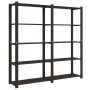 5-tier solid black pine wood shelf 170x38x170 cm by , Industrial shelving - Ref: Foro24-373406, Price: 96,84 €, Discount: %