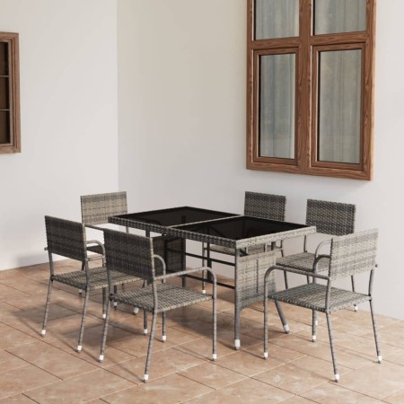 7-piece garden dining set in synthetic rattan in anthracite gray and gray. by , Garden sets - Ref: Foro24-3059447, Price: 414...