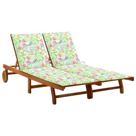 Garden sunbed for 2 people with solid acacia wood and cushions by , Loungers - Ref: Foro24-3061386, Price: 379,73 €, Discount: %