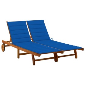 Garden sunbed for 2 people with solid acacia wood and cushions by , Loungers - Ref: Foro24-3061384, Price: 360,99 €, Discount: %