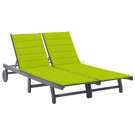 Garden sunbed for 2 people with solid acacia wood and cushions by , Loungers - Ref: Foro24-3061400, Price: 367,07 €, Discount: %